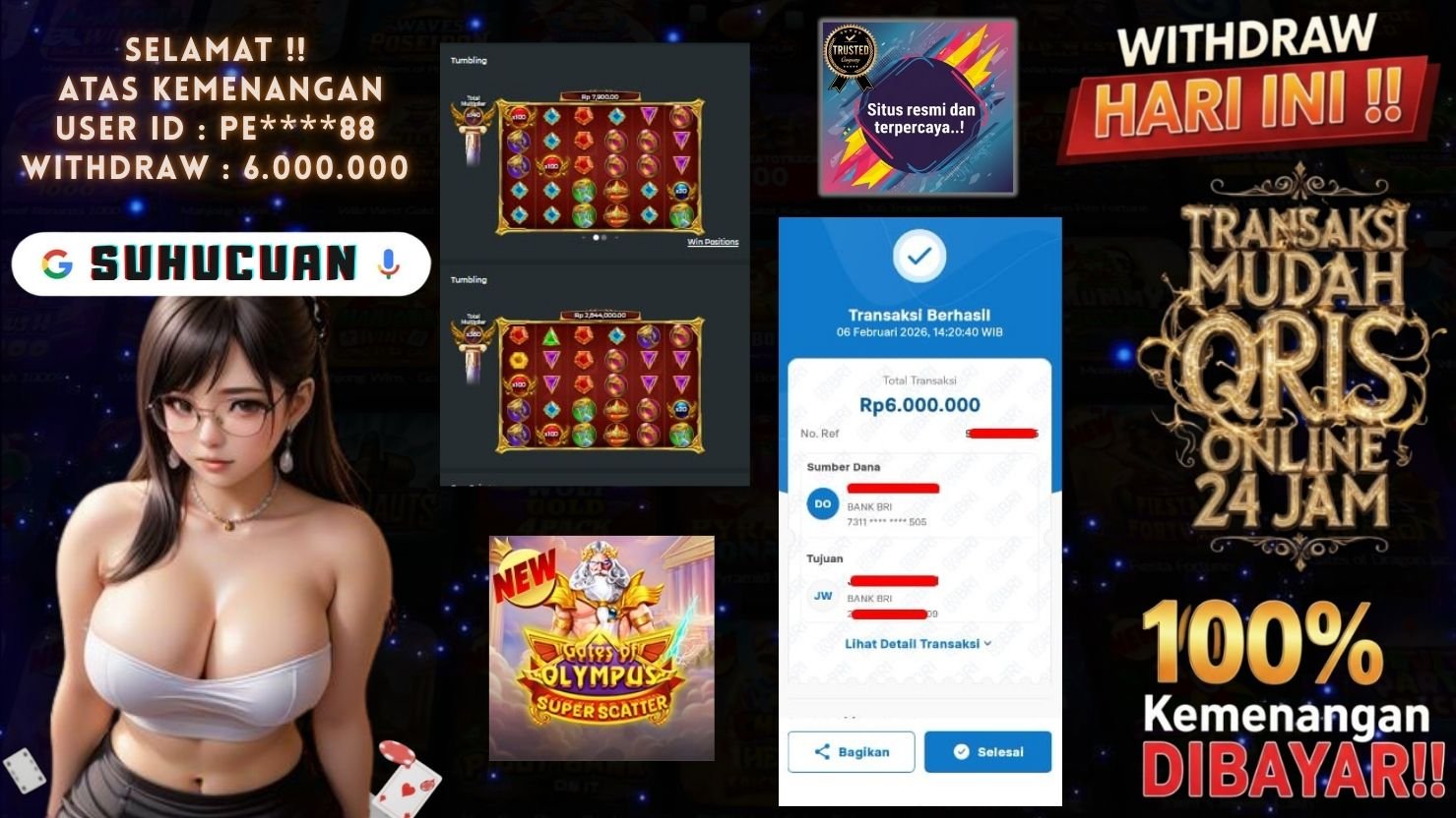 SUHUCUAN JACKPOT SLOT GATES OF OLYMPUS SUPER SCATTER